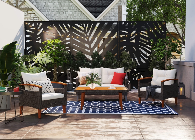 Terrasse élégante et verdoyante