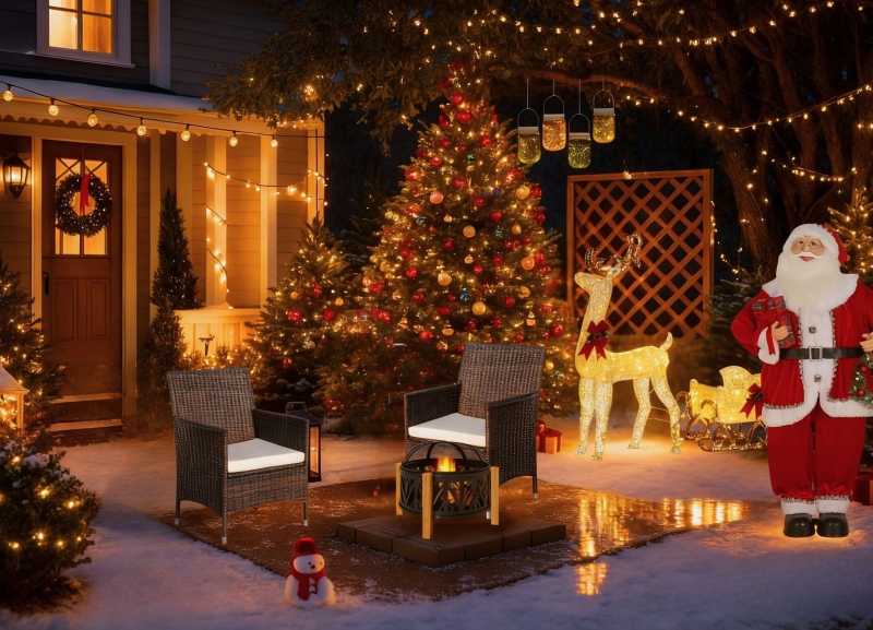 Une cour avant de Noël chaleureuse
