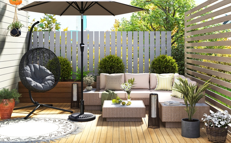 Un coin de détente extérieur cosy et intime