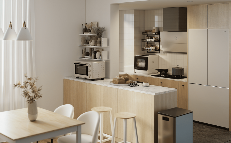 Cuisine compacte avec zonage intelligent