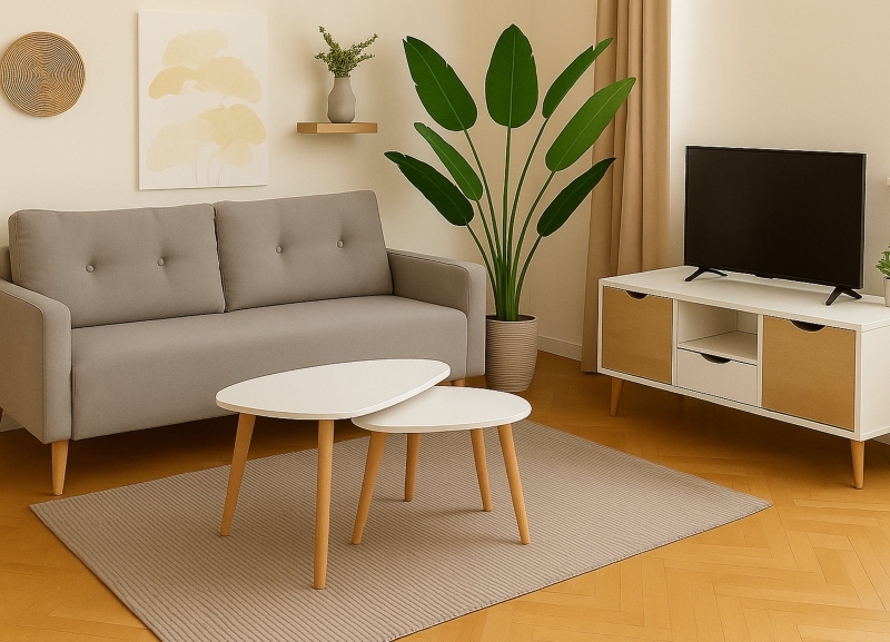 Salón esencial con mucho estilo