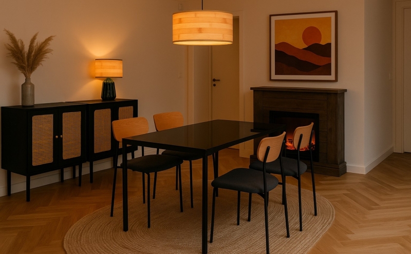 Comedor con chimenea