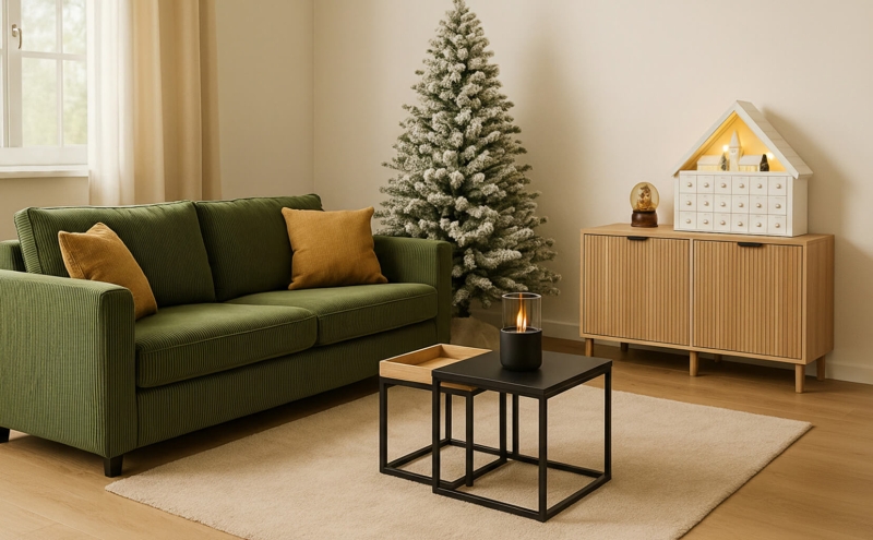 Sala de estar decorada para o Natal