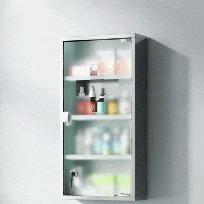 HOMCOM Kit de primeiros socorros em aço inoxidável para medicamentos 60x30x12cm prata