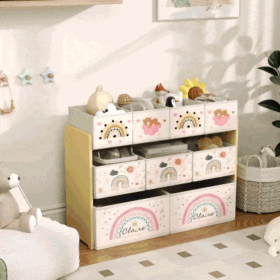 AIYAPLAY Organizador para Brinquedos para Crianças com 9 Cestas de Tecido não Tecido 93x30x70 cm Multicor