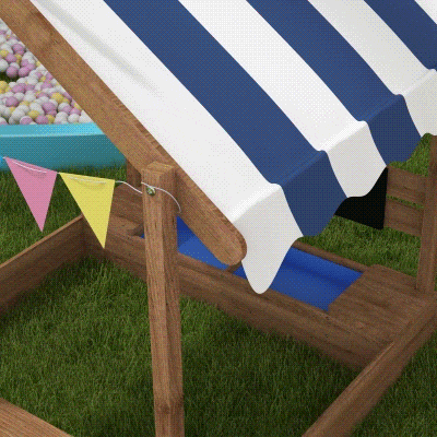 Outsunny Caixa de Areia para Crianças de Madeira com Toldo Torneira e Ardósia para Pátio Jardim 124x116x146 cm Castanho