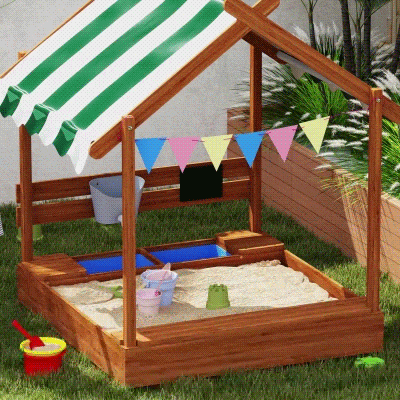 Outsunny Sabbiera per Bambini 124x116x146 cm arancione