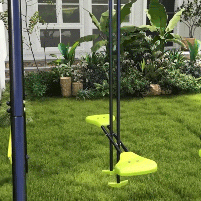 Outsunny Columpio Infantil para Exterior con 6 Asientos con Marco de Acero para +3 Años 355x184x186 cm Verde