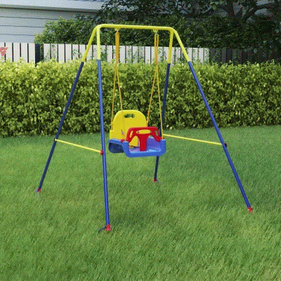 AIYAPLAY Altalena per Bambini con Schienale e Barriera Blu