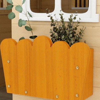 Outsunny Casa de Jardim de Madeira para Crianças de 3-7 Anos com Janelas 2 Floreiras e 1 Banco 113x94x134,5 cm Madeira