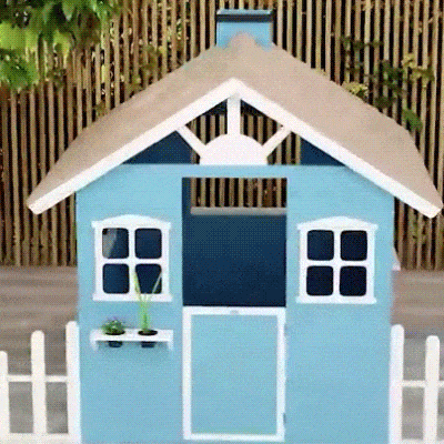 Outsunny Casetta per Bambini 3-7 Anni in Legno di Abete Blu