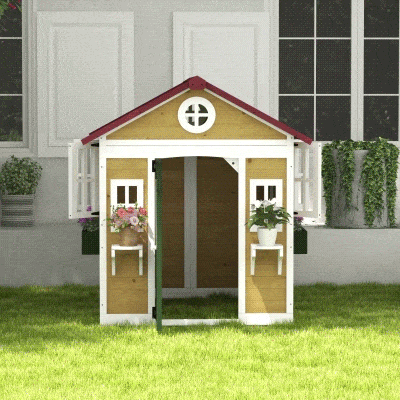 Outsunny Casa da giardino 114x126.4x135 cm Finitura legno naturale