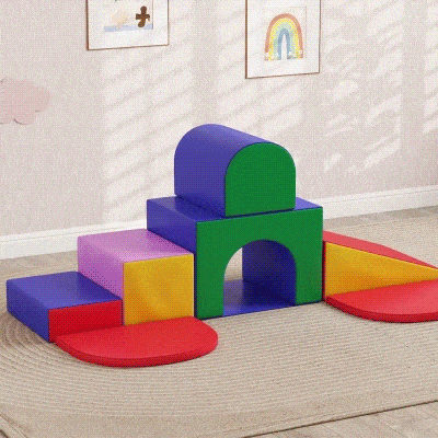 HOMCOM Conjunto de 7 Blocos de Psicomotricidade para Crianças Blocos de Constução Brinquedo para Aprendizagem Multicor