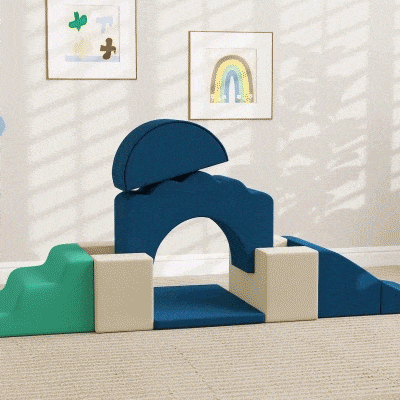 AIYAPLAY Juego de 7 Bloques de Espuma para Niños Bloques de Psicomotricidad Juguete para Aprendizaje para Escalar y Gatear Azul