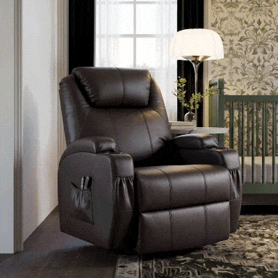 HOMCOM Opsta-fauteuil, relaxfauteuil met opsteunfunctie, incl. afstandsbediening, bekerhouder, verstelbare rugleuning, bruin