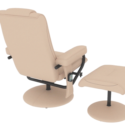 HOMCOM Poltrona Relax Massaggiante Reclinabile 145° e Pouf Crema