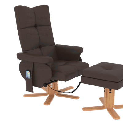 HOMCOM Set Poltrona Reclinabile Massaggiante con Pouf