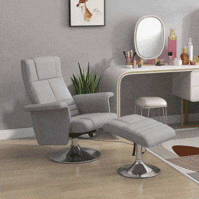 HOMCOM Sillón de Masaje con Reposapiés Respaldo Reclinable 78x95x88 cm Gris Claro