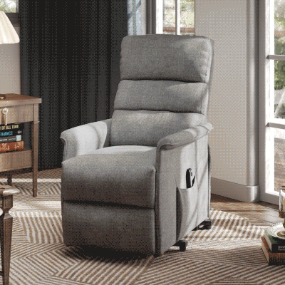HOMCOM Relaxfauteuil met Elektrische Opstaanondersteuning, Verstelbare Rugleuning/Voetensteun, tot 120 kg, 66x90x96 cm, Grijs