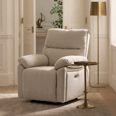HOMCOM Elektrische sta-opstoel met massage en warmte, relaxfauteuil van chenille met schuim met hoge dichtheid en dikke rugleuning, crèmewit