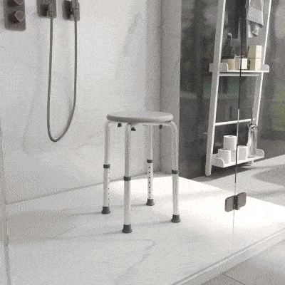 HOMCOM Taburete de Ducha de Aluminio con Altura Regulable Antideslizante Carga 136 kg para Ancianos y Discapacitados