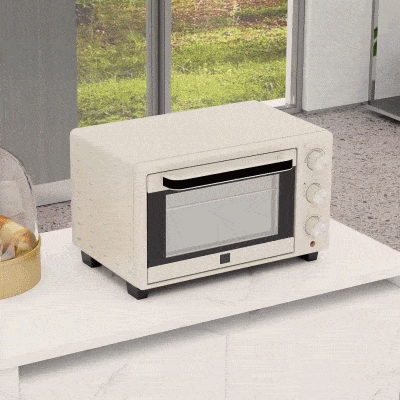 HOMCOM Minibackofen, Backofen kleine 21 L Toasterofen mit 1 Drahtgestell und 1 Backblech, 3 Kochmodi, 100 °C-230 °C, Edelstahl, Glas, Cremeweiß
