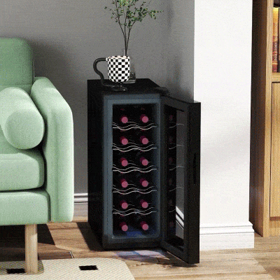 HOMCOM Cantinetta Frigo 12 Bottiglie Doppio Controllo Temperatura