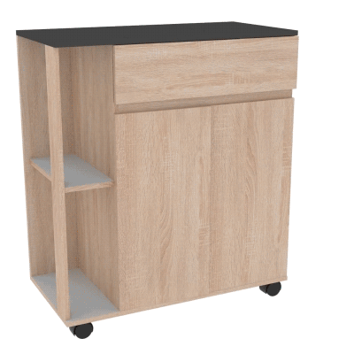 HOMCOM Carrello da cucina 78cm x 39.5cm x 88.5cm Nero, Rovere