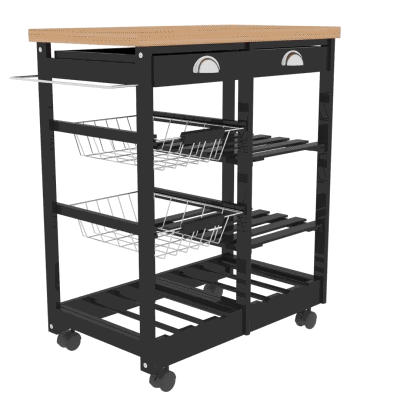 HOMCOM Carrello da cucina 74cm x 37cm x 76cm Nero
