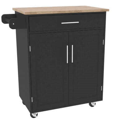 HOMCOM Carrello Cucina con Cassetto, Armadietto e Ruote Nero