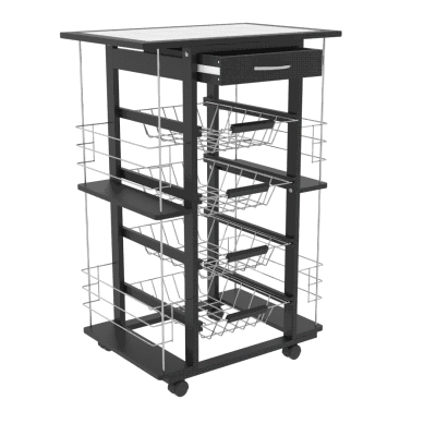 HOMCOM Carrello da cucina 57cm x 37cm x 83cm Nero