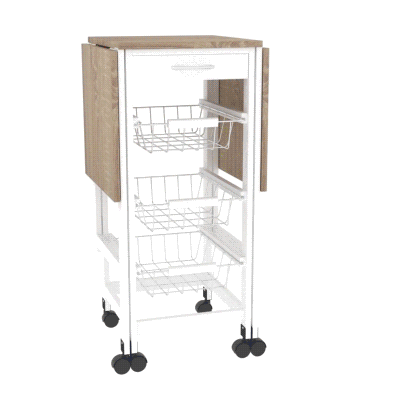 HOMCOM Carrello da cucina 97.2cm x 37cm x 77.5cm Bianco