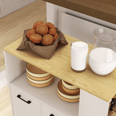 HOMCOM Mesa de Cocina con Ruedas, Isla Central de Cocina con Estante Ajustable, 75x40x80,5cm, Blanco