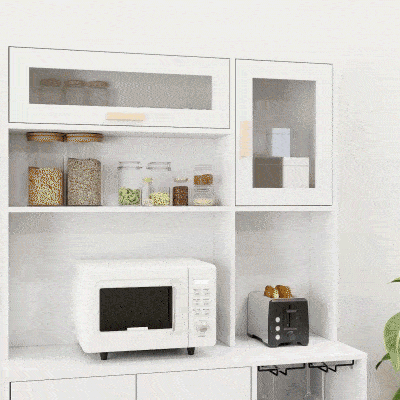 HOMCOM Mobile Dispensa con Portabottiglie 3 Armadietti e Ripiani