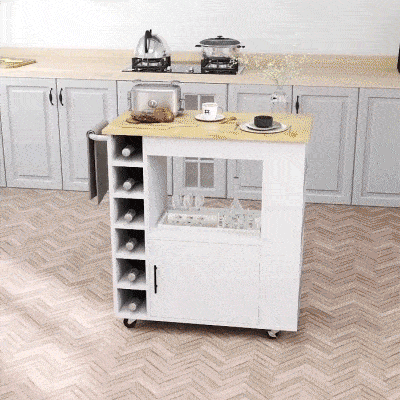 HOMCOM Carrello Cucina con Armadietto e Portabottiglie 83x40x83cm