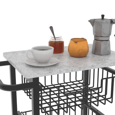 HOMCOM Carrello da Cucina a 3 Cestelli Nero e Grigio Chiaro