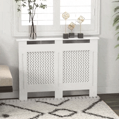 HOMCOM Heizkörperverkleidung Heizkörperabdeckung Heizungsverkleidung MDF Weiß 111,5 x 82 x 19 cm