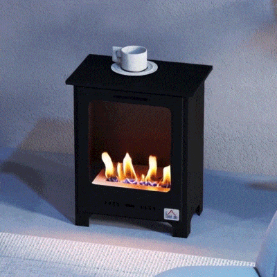 HOMCOM Bioethanol Kamin  0,9 L Ethanol Brenner, 3 Std. Brenndauer, Innenkamin ohne Rauch, Metall, 40 x 30 x 50 cm, Tischkamin für Wohnzimmer & Schlafzimmer