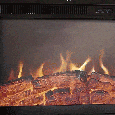 HOMCOM Elektryczny kominek, 3D LED płomienie, pilot, timer, MDF, Biały