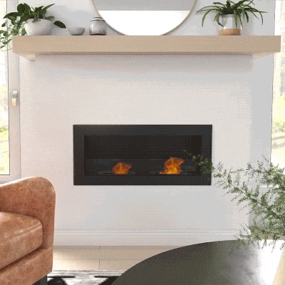 HOMCOM Camino Bioetanolo a Incasso 2 Bruciatori 0.85L Nero