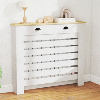 HOMCOM Cobertura para Radiador com Gavetas Cobertura para Radiador de MDF para Sala de Estar Dormitório Corredor 111x19x95,5 cm Branco