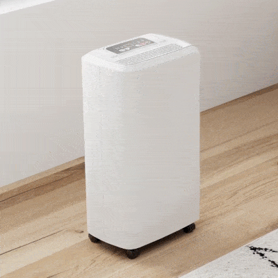 HOMCOM Deshumidificador 12L/día Depósito de Agua 0,8L con Ruedas Temporizador de 24 Horas Pantalla Digital de Humedad Blanco