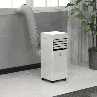 HOMCOM Small Room Air Conditioner, 5000BTU Portable ABS Air Conditioner w/ Remote Control White