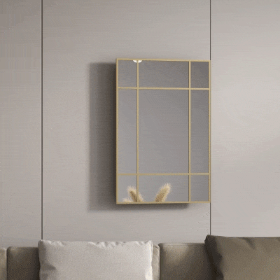 HOMCOM Wandspiegel, decoratieve spiegel met metalen frame, goudkleurige strepen, meerlaags glas, 90B x 2D x 60H cm