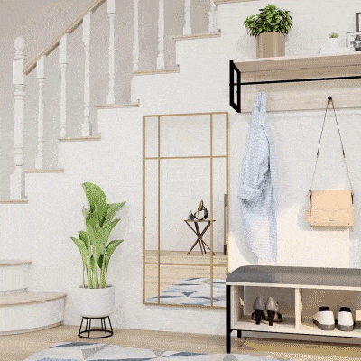 HOMCOM Ścienny lustro, dekoracyjny z metalową ramą, złote pasy, szkło wielowarstwowe, 110S x 2G x 50W cm