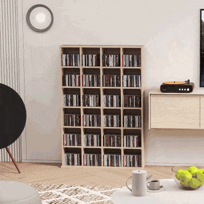 HOMCOM Mobile Libreria Porta CD con 24 Scomparti Regolabili Legno