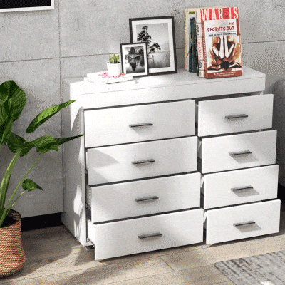 Comoda pentru Casa si Birou in Lemn, Alb, 90x35x73cm