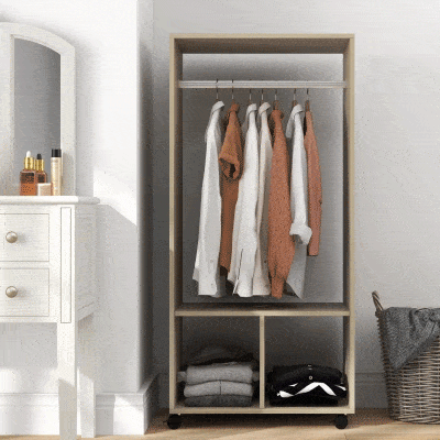 HOMCOM Armadio portaoggetti appendiabiti 60x40x128cm Legno naturale