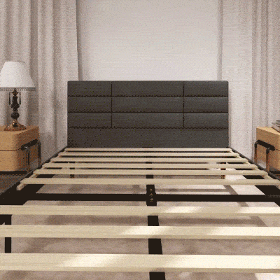 HOMCOM Estructura de Cama 140x200 cm con Cabecera Tapizada de Lino y Espacio de Almacenamiento Carga 250 kg Gris