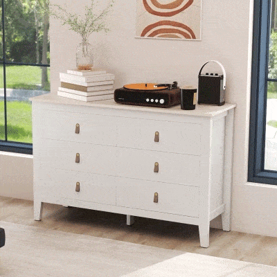 HOMCOM Cómoda de 6 Gavetas Cómoda para Dormitório com Puxadores de PU 120x40x78 cm Branco